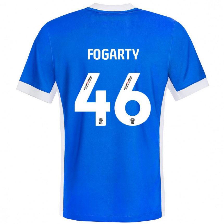 Men Football Tom Fogarty #46 Blue White Home Jersey 2024/25 T-Shirt Nz