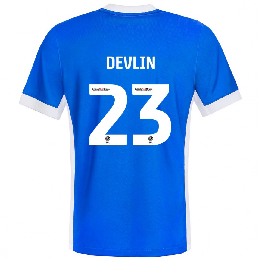 Men Football Charlotte Devlin #23 Blue White Home Jersey 2024/25 T-Shirt Nz