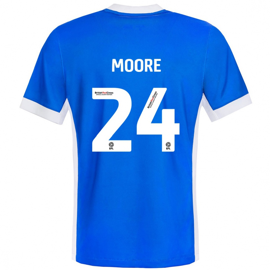 Men Football Jade Ellis Moore #24 Blue White Home Jersey 2024/25 T-Shirt Nz