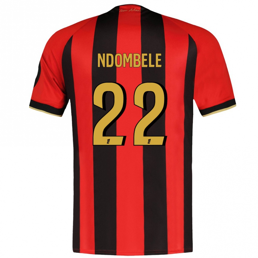 Men Football Tanguy Ndombele #22 Red Black Home Jersey 2024/25 T-Shirt Nz