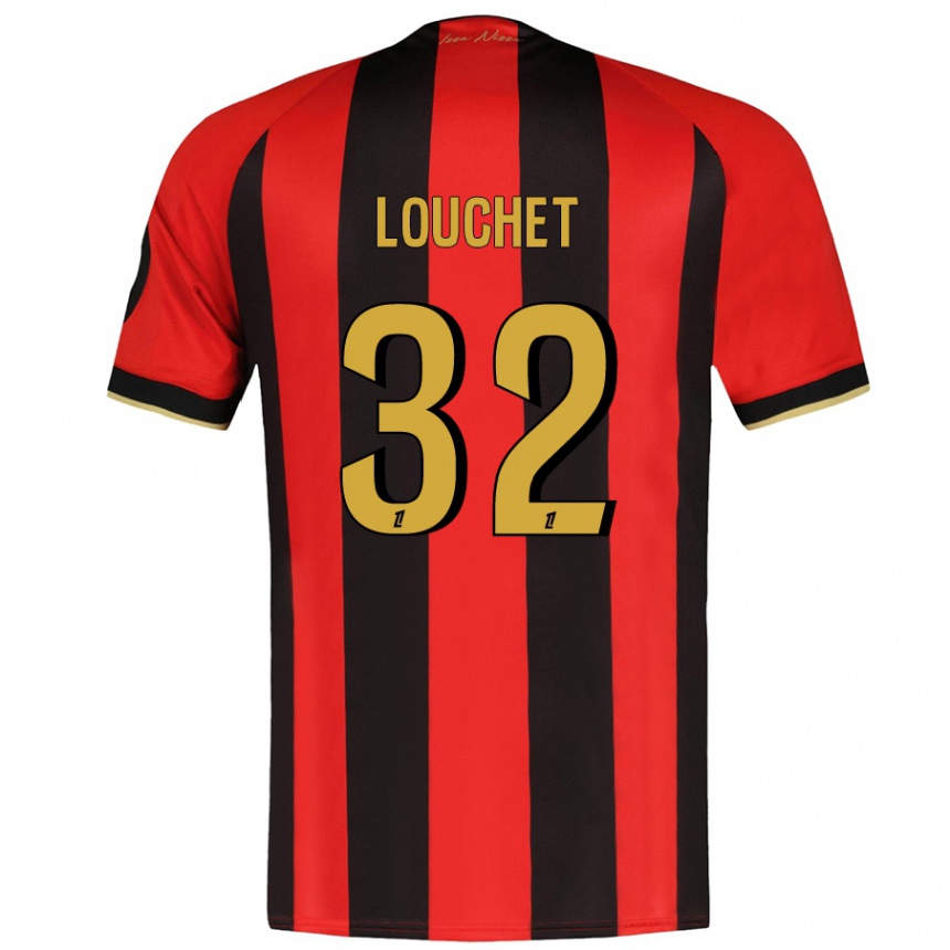 Men Football Tom Louchet #32 Red Black Home Jersey 2024/25 T-Shirt Nz