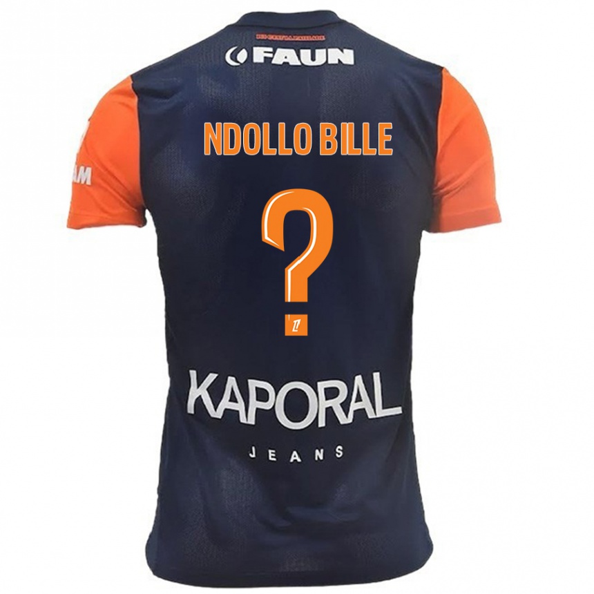 Men Football Wilfried Ndollo Bille #0 Navy Blue Orange Home Jersey 2024/25 T-Shirt Nz