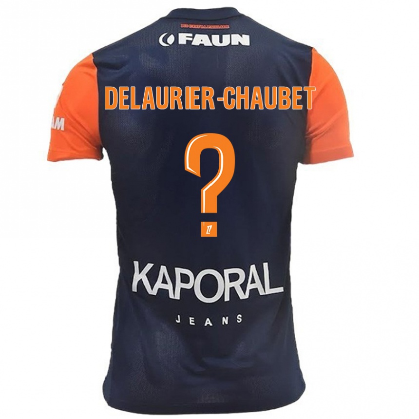 Men Football Tom Delaurier-Chaubet #0 Navy Blue Orange Home Jersey 2024/25 T-Shirt Nz