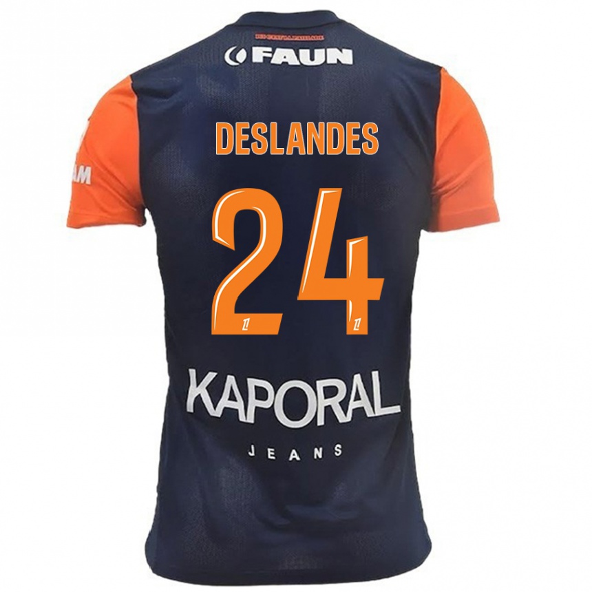 Men Football Océane Deslandes #24 Navy Blue Orange Home Jersey 2024/25 T-Shirt Nz