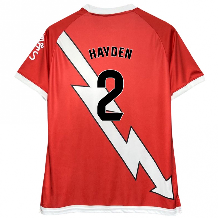 Men Football Danielle Hayden #2 White Red Home Jersey 2024/25 T-Shirt Nz