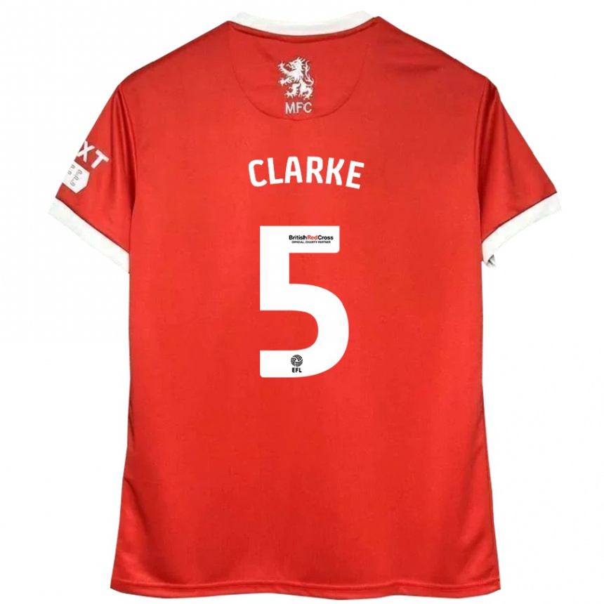 Men Football Matt Clarke #5 Red White Home Jersey 2024/25 T-Shirt Nz