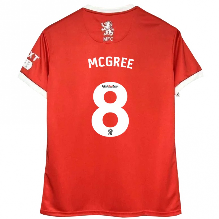 Men Football Riley Mcgree #8 Red White Home Jersey 2024/25 T-Shirt Nz