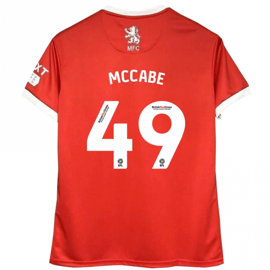 Men Football Law Mccabe #49 Red White Home Jersey 2024/25 T-Shirt Nz