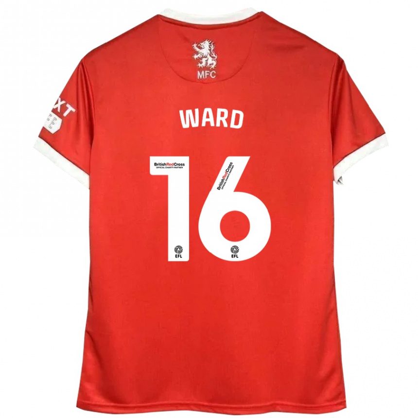 Men Football Francesca Ward #16 Red White Home Jersey 2024/25 T-Shirt Nz