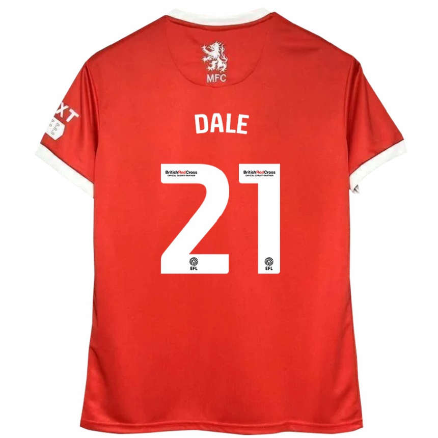 Men Football Faye Dale #21 Red White Home Jersey 2024/25 T-Shirt Nz