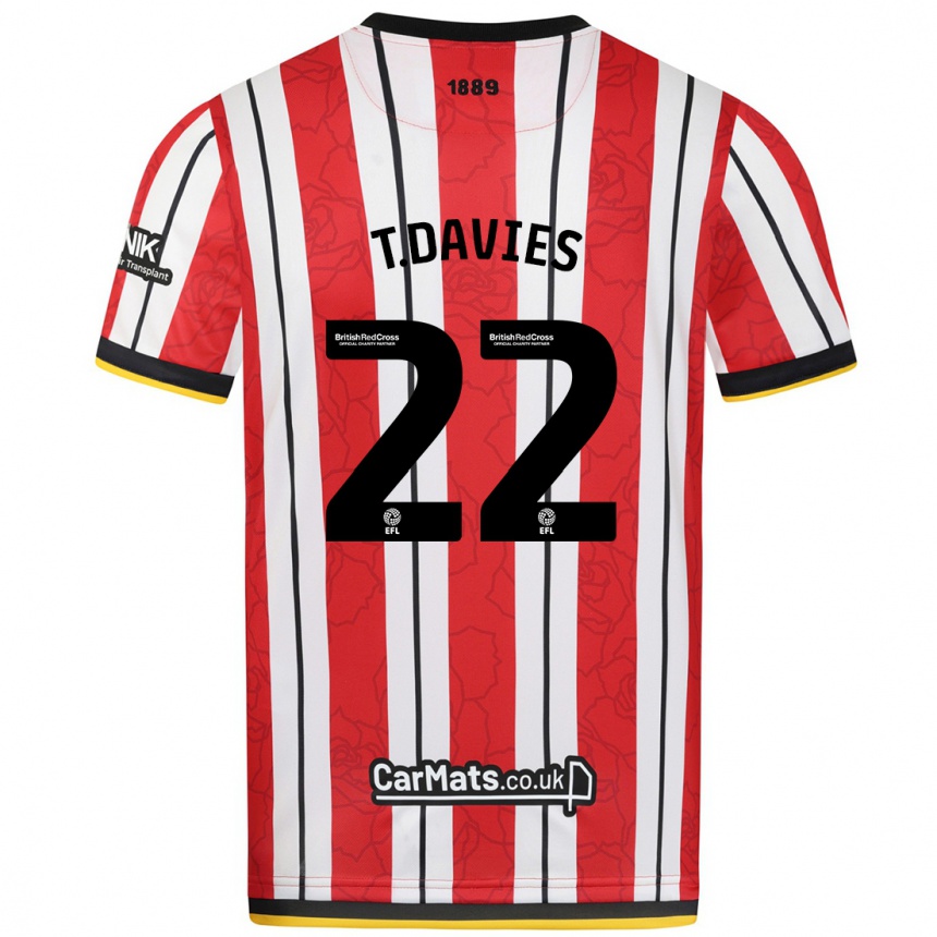 Men Football Tom Davies #22 Red White Stripes Home Jersey 2024/25 T-Shirt Nz