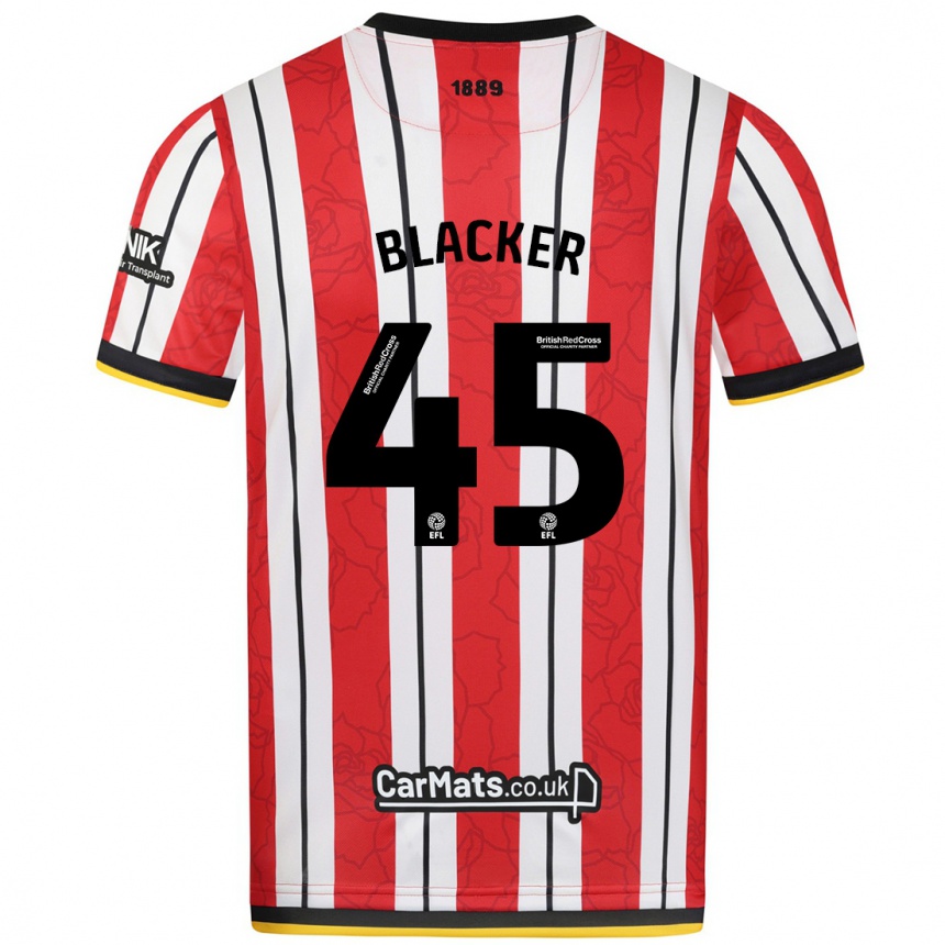 Men Football Billy Blacker #45 Red White Stripes Home Jersey 2024/25 T-Shirt Nz