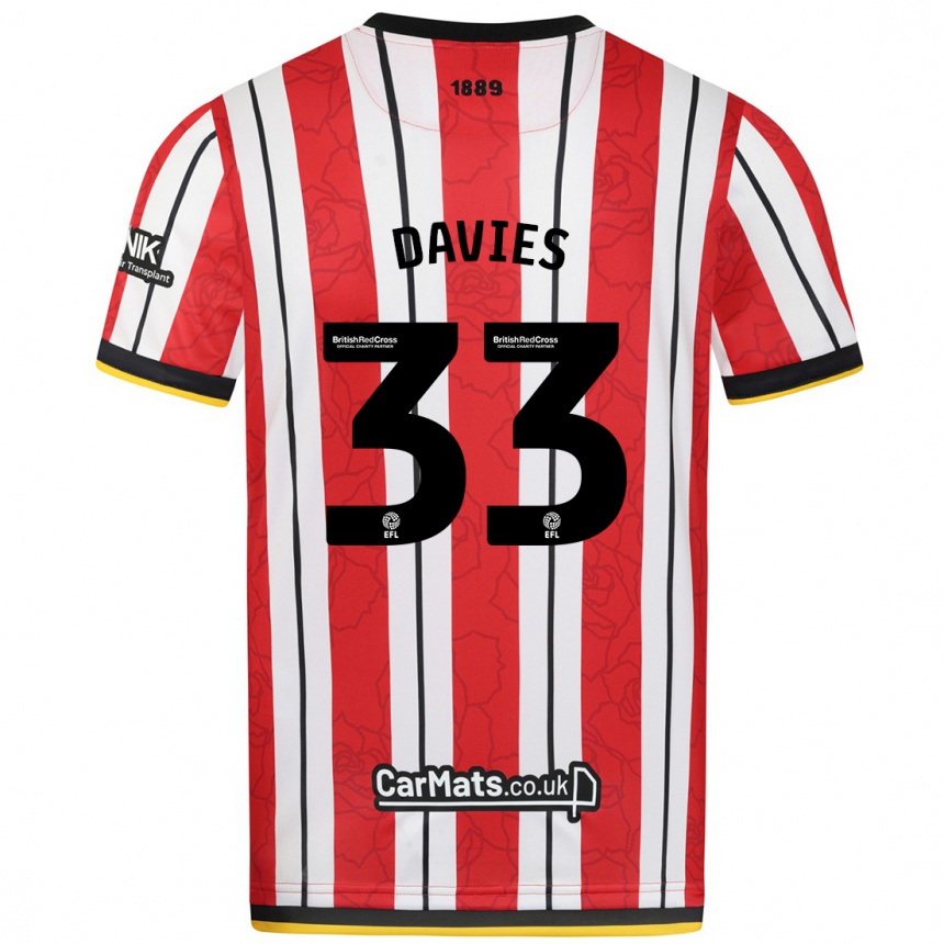 Men Football Bethan Davies #33 Red White Stripes Home Jersey 2024/25 T-Shirt Nz