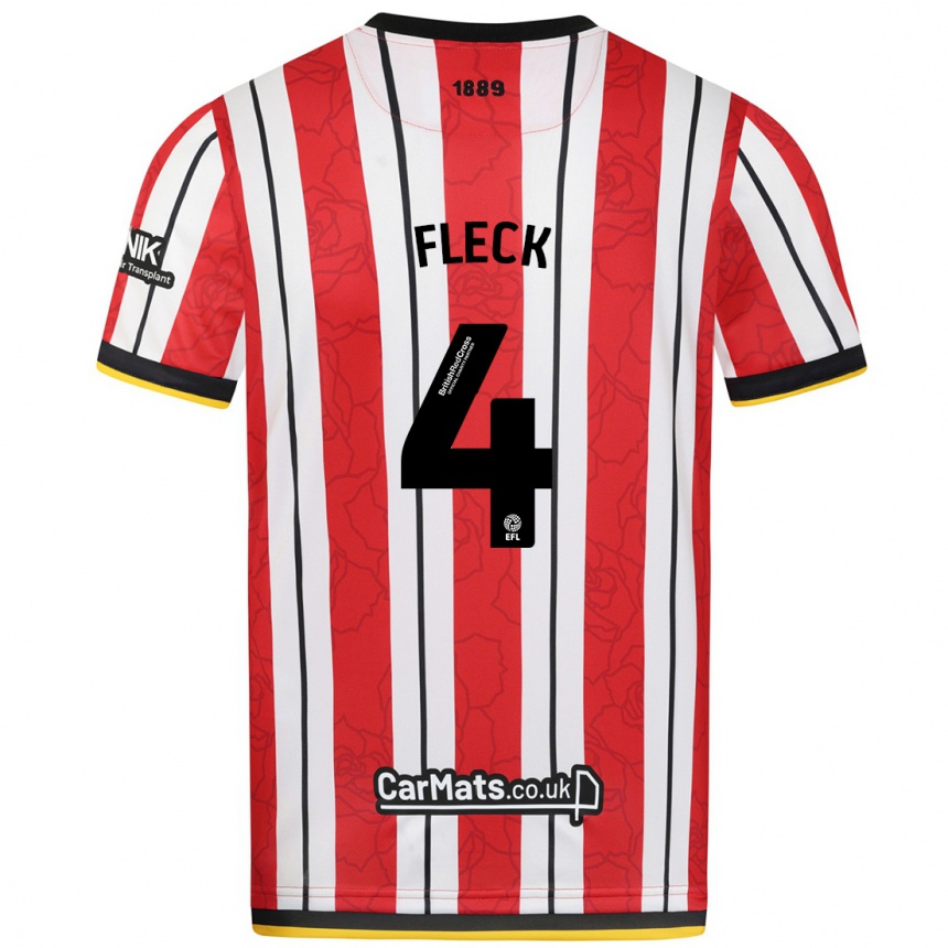 Men Football John Fleck #4 Red White Stripes Home Jersey 2024/25 T-Shirt Nz