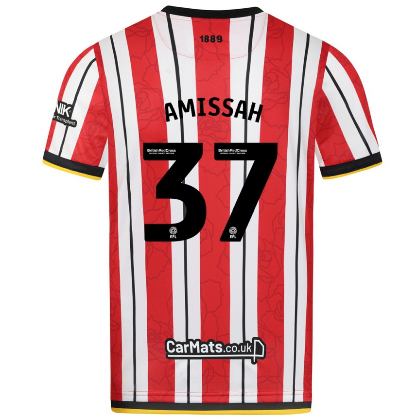 Men Football Jordan Amissah #37 Red White Stripes Home Jersey 2024/25 T-Shirt Nz