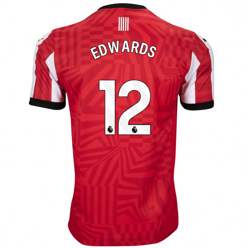 Men Football Ronnie Edwards #12 Red White Home Jersey 2024/25 T-Shirt Nz