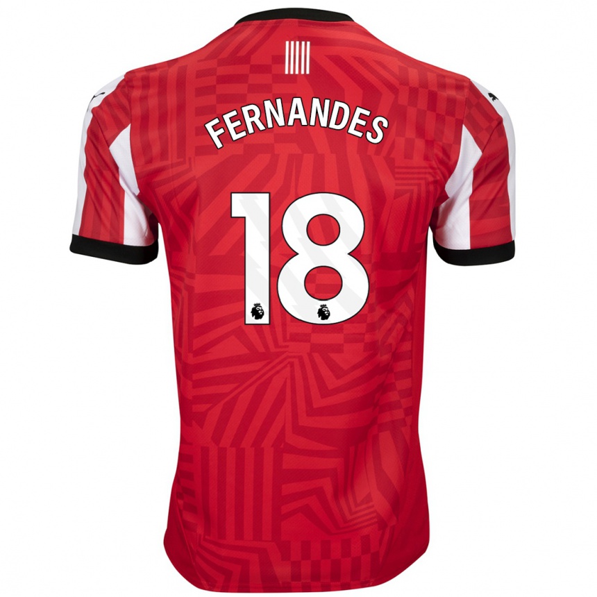 Men Football Mateus Fernandes #18 Red White Home Jersey 2024/25 T-Shirt Nz