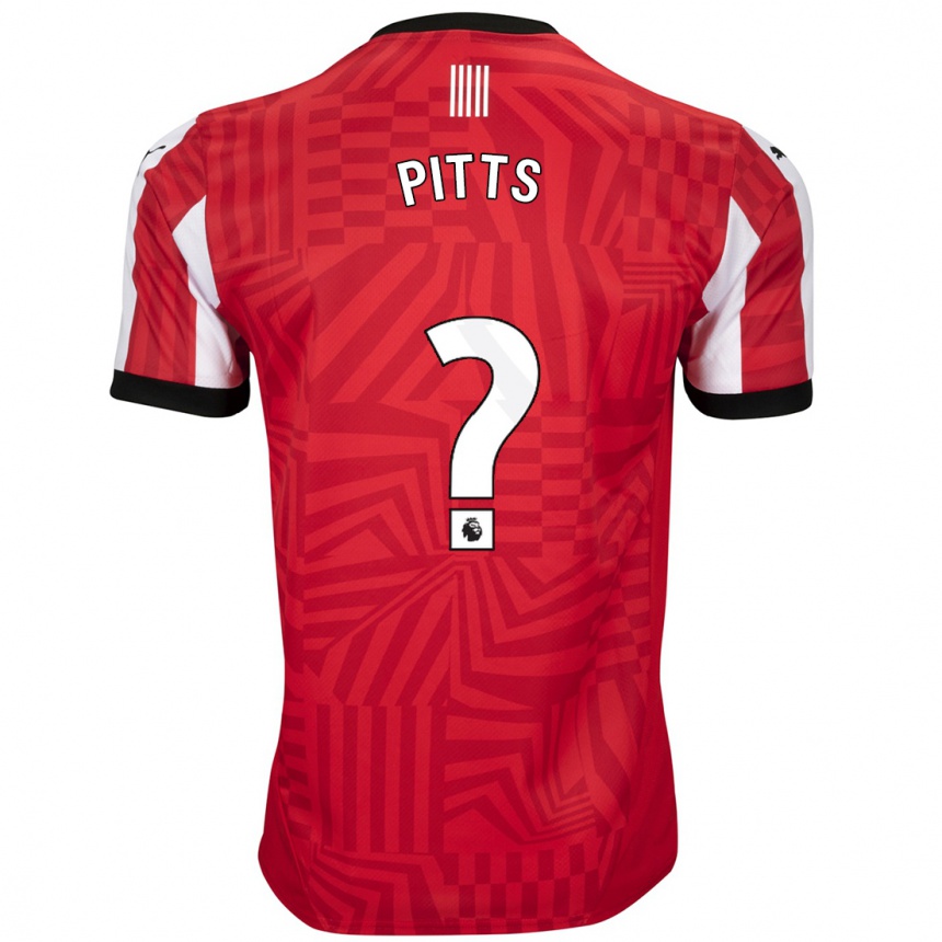 Men Football Josh Pitts #0 Red White Home Jersey 2024/25 T-Shirt Nz