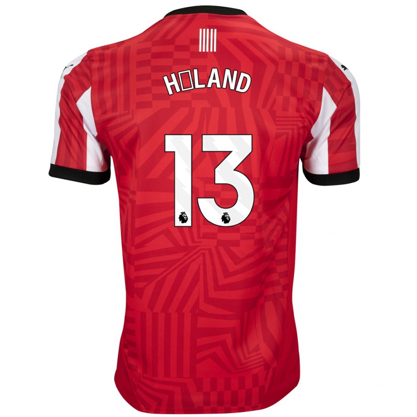 Men Football Benedicte Håland #13 Red White Home Jersey 2024/25 T-Shirt Nz