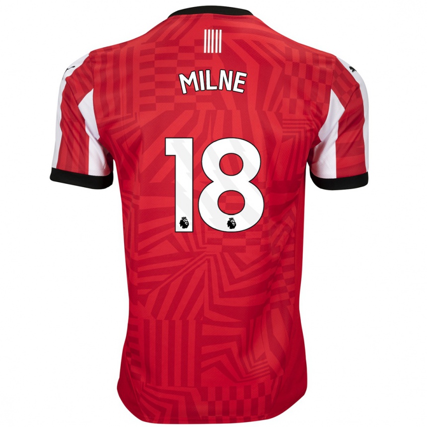 Men Football Isabel Milne #18 Red White Home Jersey 2024/25 T-Shirt Nz