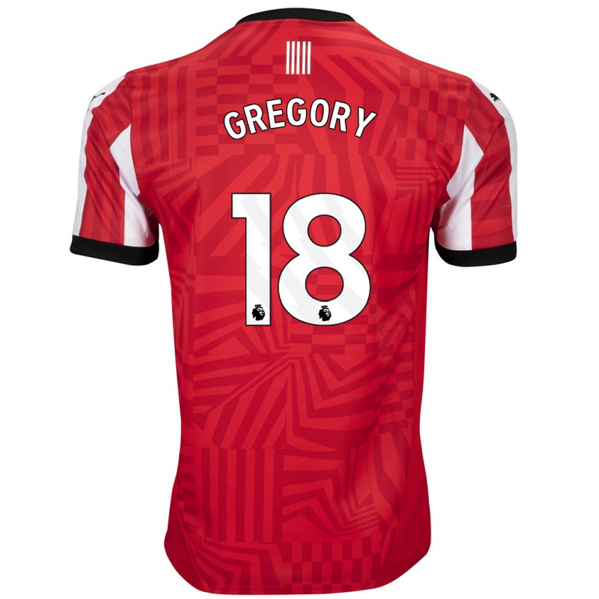 Men Football Freya Gregory #18 Red White Home Jersey 2024/25 T-Shirt Nz