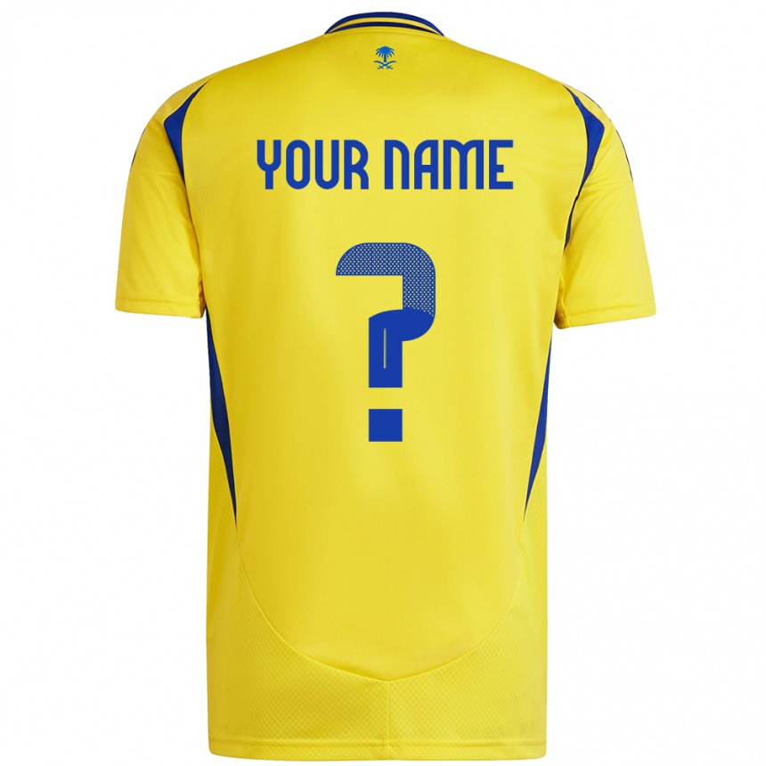 Men Football Your Name #0 Yellow Blue Home Jersey 2024/25 T-Shirt Nz