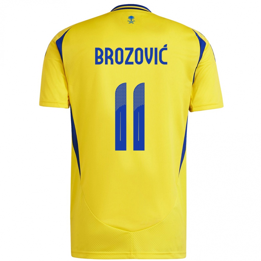 Men Football Marcelo Brozovic #11 Yellow Blue Home Jersey 2024/25 T-Shirt Nz