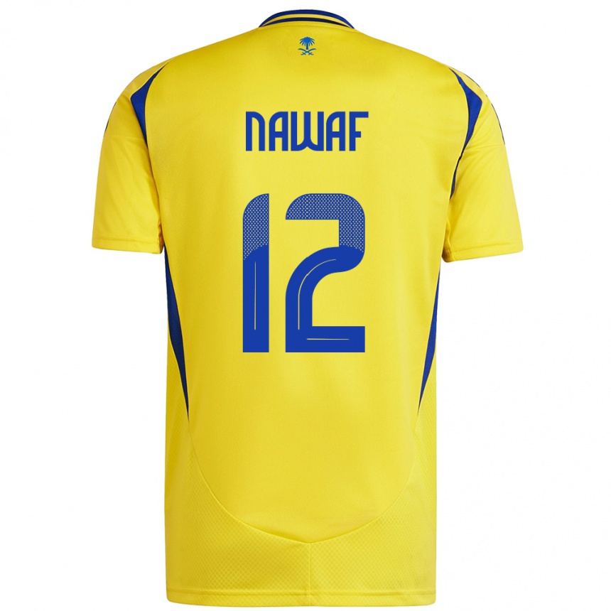 Men Football Nawaf Al-Boushal #12 Yellow Blue Home Jersey 2024/25 T-Shirt Nz