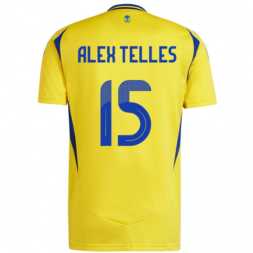 Men Football Alex Telles #15 Yellow Blue Home Jersey 2024/25 T-Shirt Nz