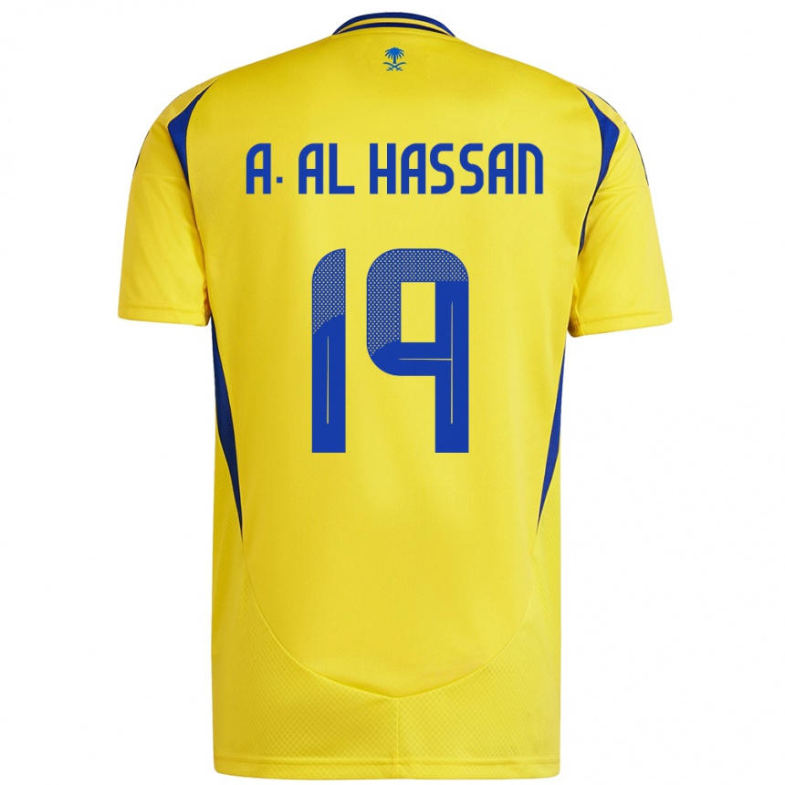 Men Football Ali Al-Hassan #19 Yellow Blue Home Jersey 2024/25 T-Shirt Nz