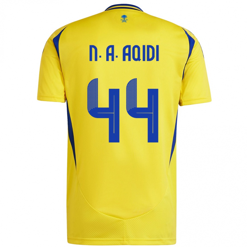 Men Football Nawaf Al-Aqidi #44 Yellow Blue Home Jersey 2024/25 T-Shirt Nz