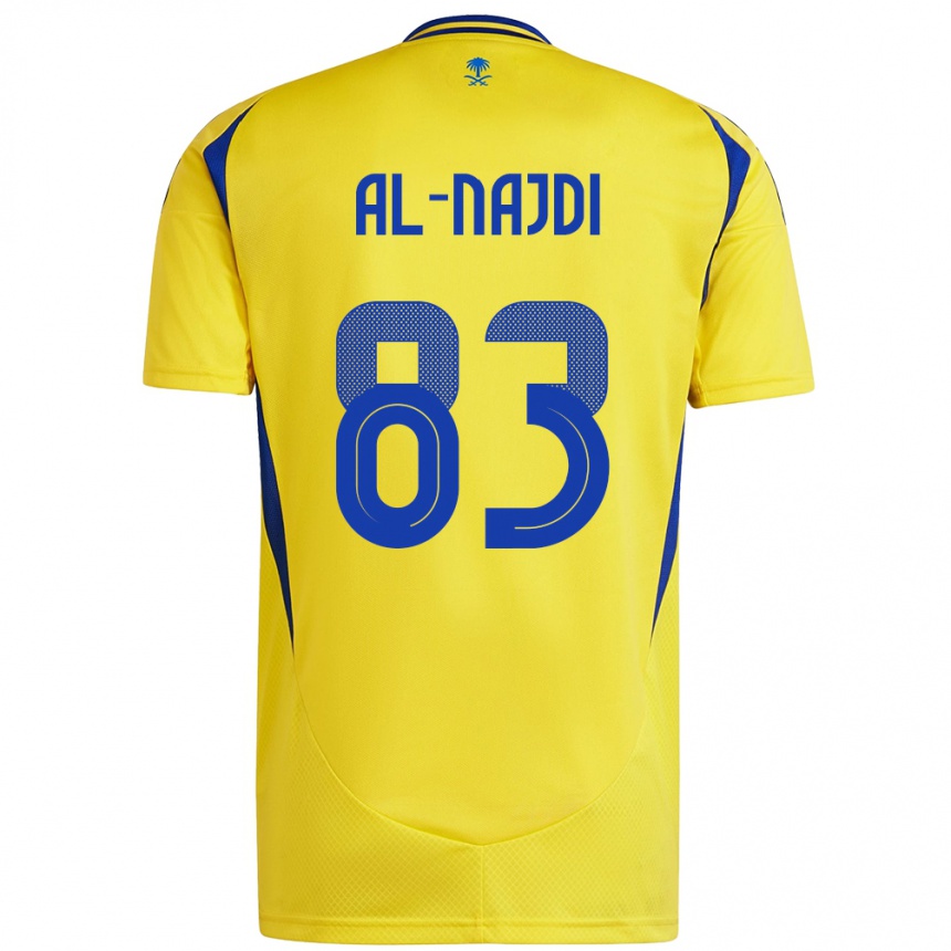 Men Football Salem Al-Najdi #83 Yellow Blue Home Jersey 2024/25 T-Shirt Nz