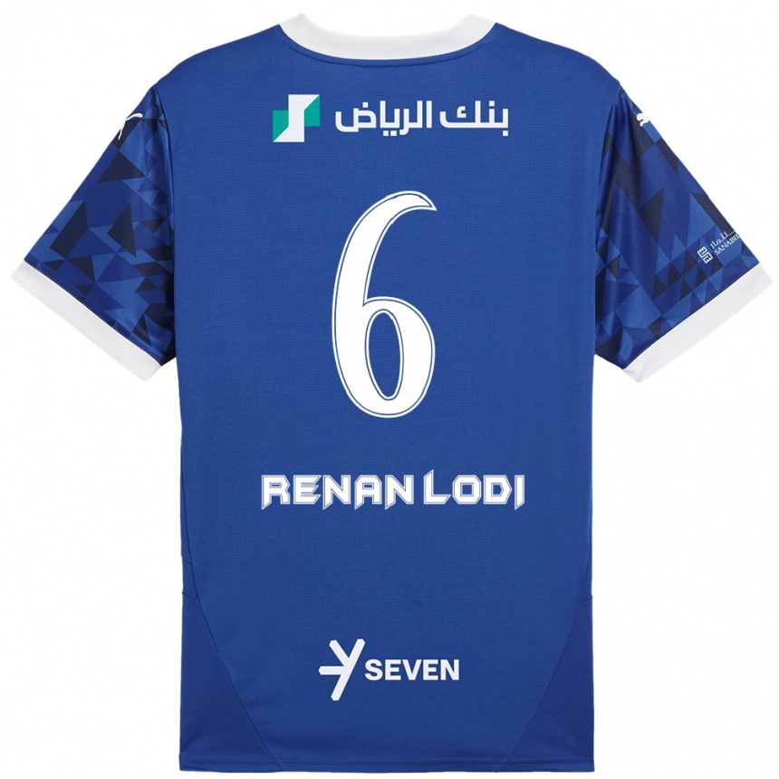 Men Football Renan Lodi #6 Dark Blue White Home Jersey 2024/25 T-Shirt Nz