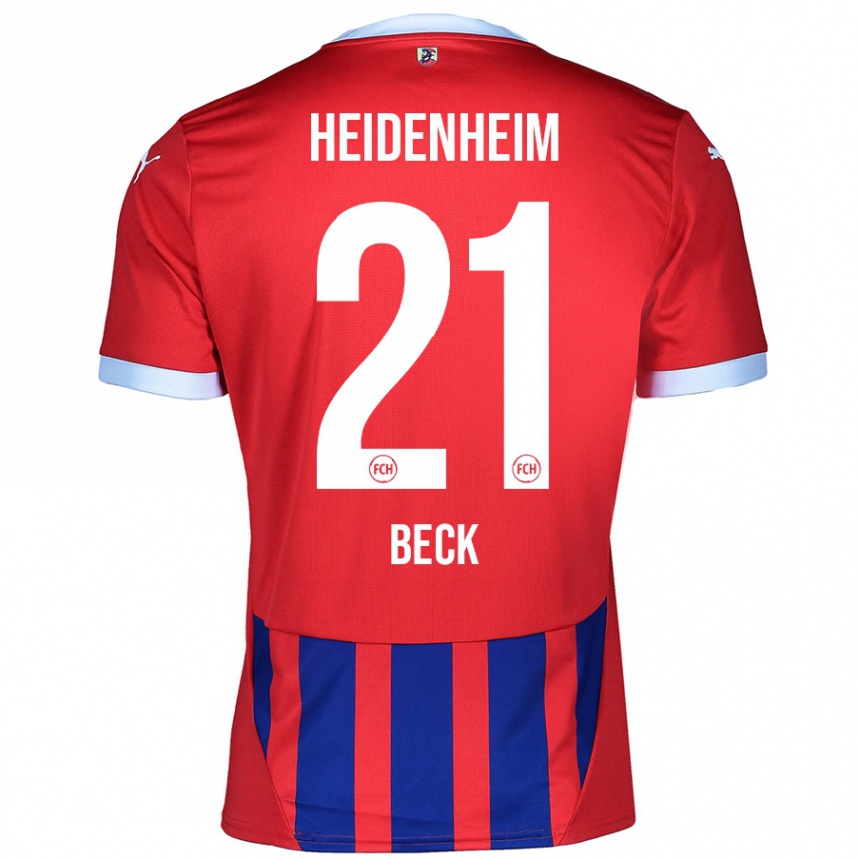 Men Football Adrian Beck #21 Red Blue Home Jersey 2024/25 T-Shirt Nz