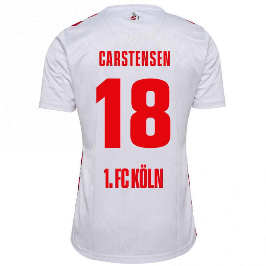 Men Football Rasmus Carstensen #18 White Red Home Jersey 2024/25 T-Shirt Nz