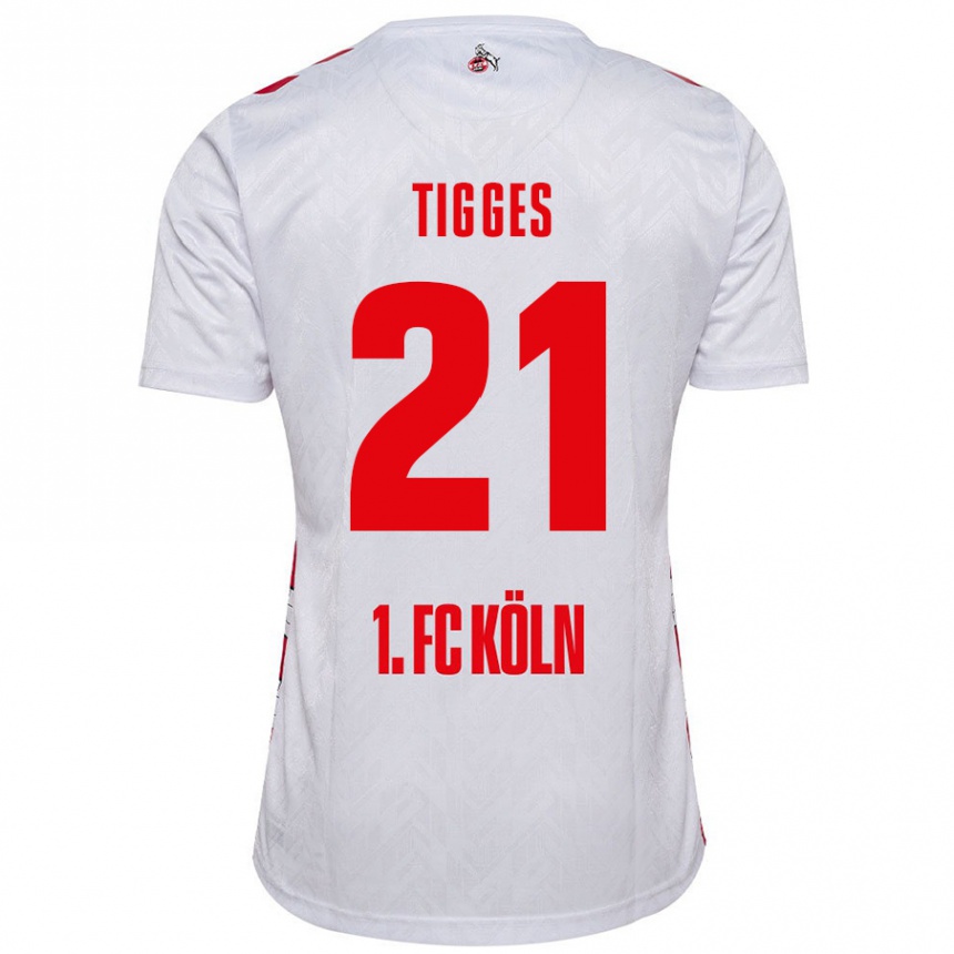 Men Football Steffen Tigges #21 White Red Home Jersey 2024/25 T-Shirt Nz