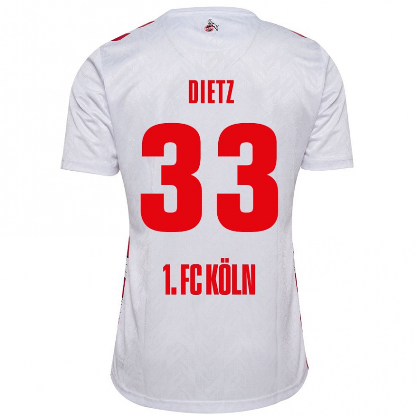 Men Football Florian Dietz #33 White Red Home Jersey 2024/25 T-Shirt Nz