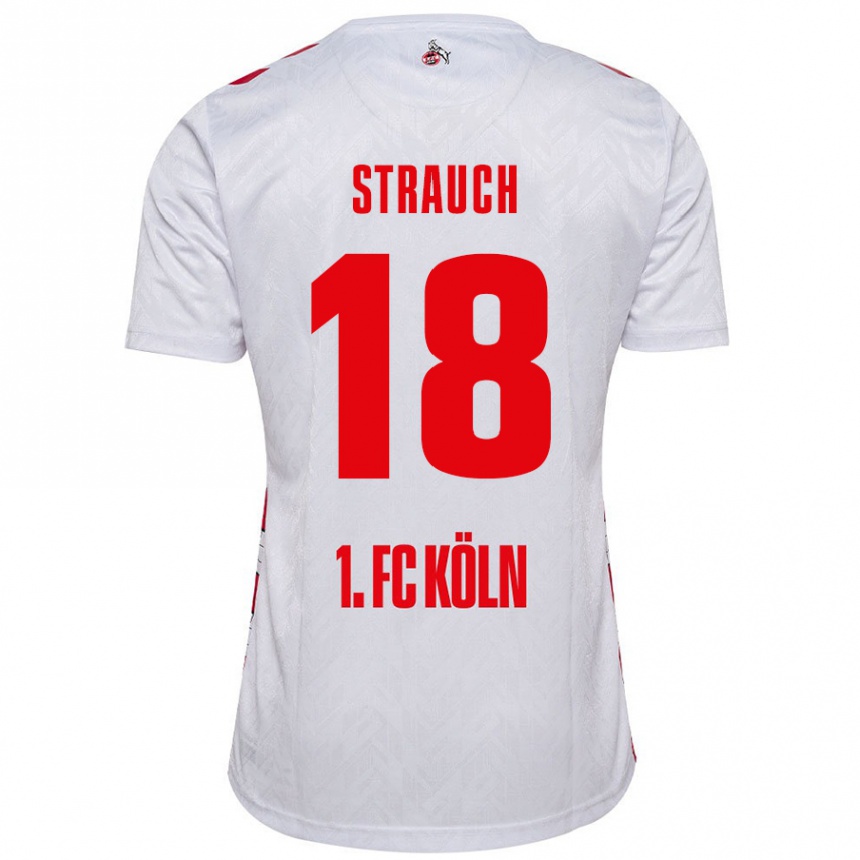 Men Football Georg Strauch #18 White Red Home Jersey 2024/25 T-Shirt Nz