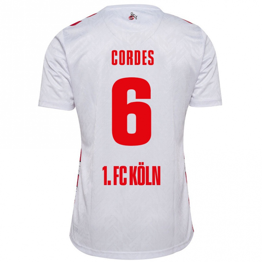 Men Football Lotta Cordes #6 White Red Home Jersey 2024/25 T-Shirt Nz