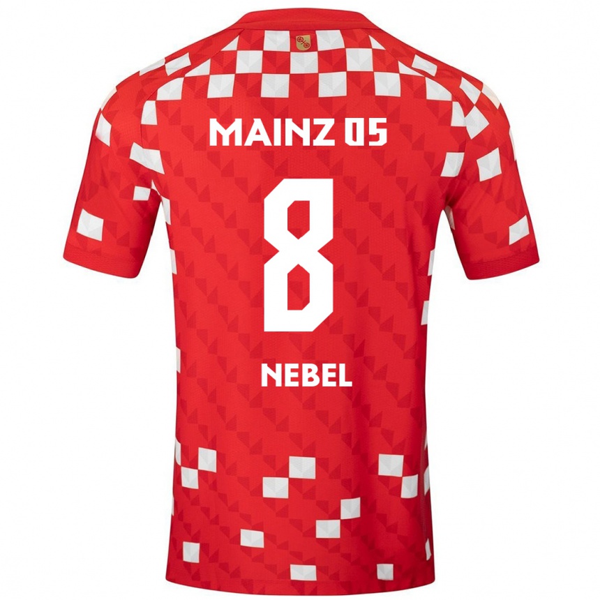 Men Football Paul Nebel #8 White Red Home Jersey 2024/25 T-Shirt Nz