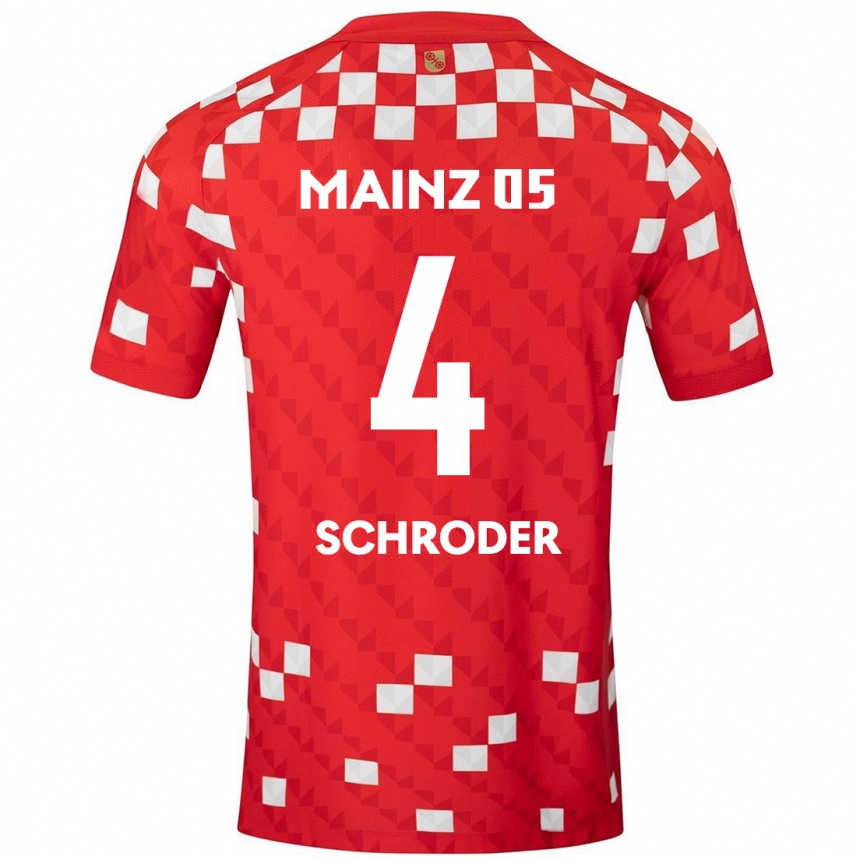 Men Football Lara Schröder #4 White Red Home Jersey 2024/25 T-Shirt Nz