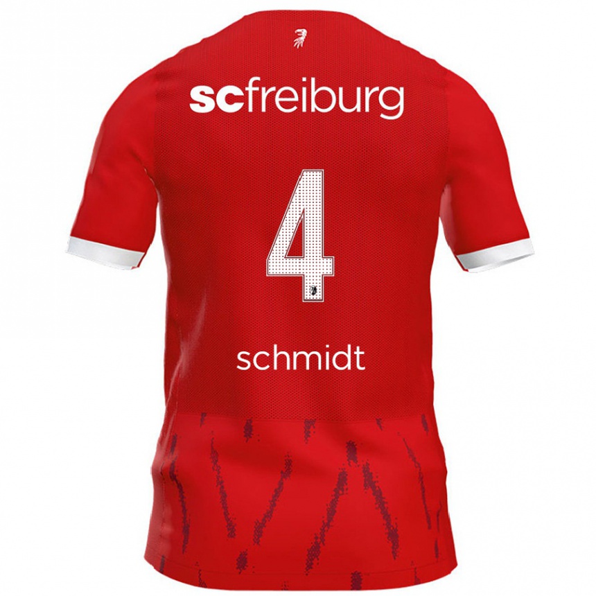 Men Football Kenneth Schmidt #4 Red Home Jersey 2024/25 T-Shirt Nz