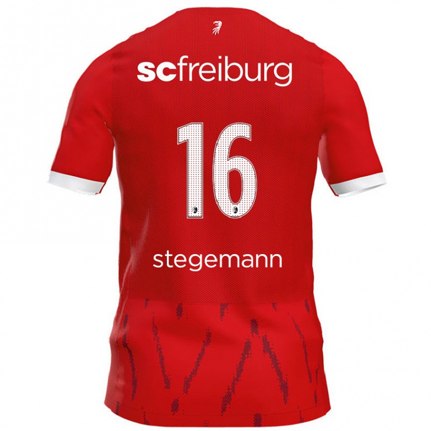 Men Football Greta Stegemann #16 Red Home Jersey 2024/25 T-Shirt Nz