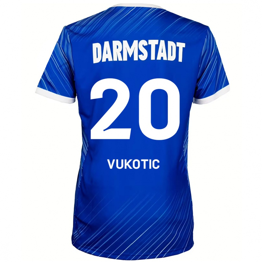 Men Football Aleksandar Vukotic #20 Blue White Home Jersey 2024/25 T-Shirt Nz