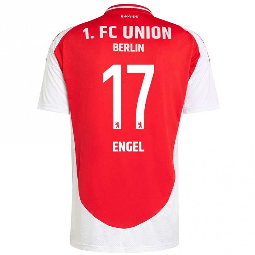 Men Football Oskar Engel #17 Red White Home Jersey 2024/25 T-Shirt Nz