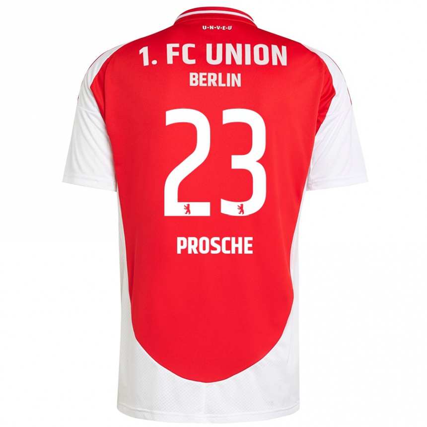 Men Football Leon Prosche #23 Red White Home Jersey 2024/25 T-Shirt Nz