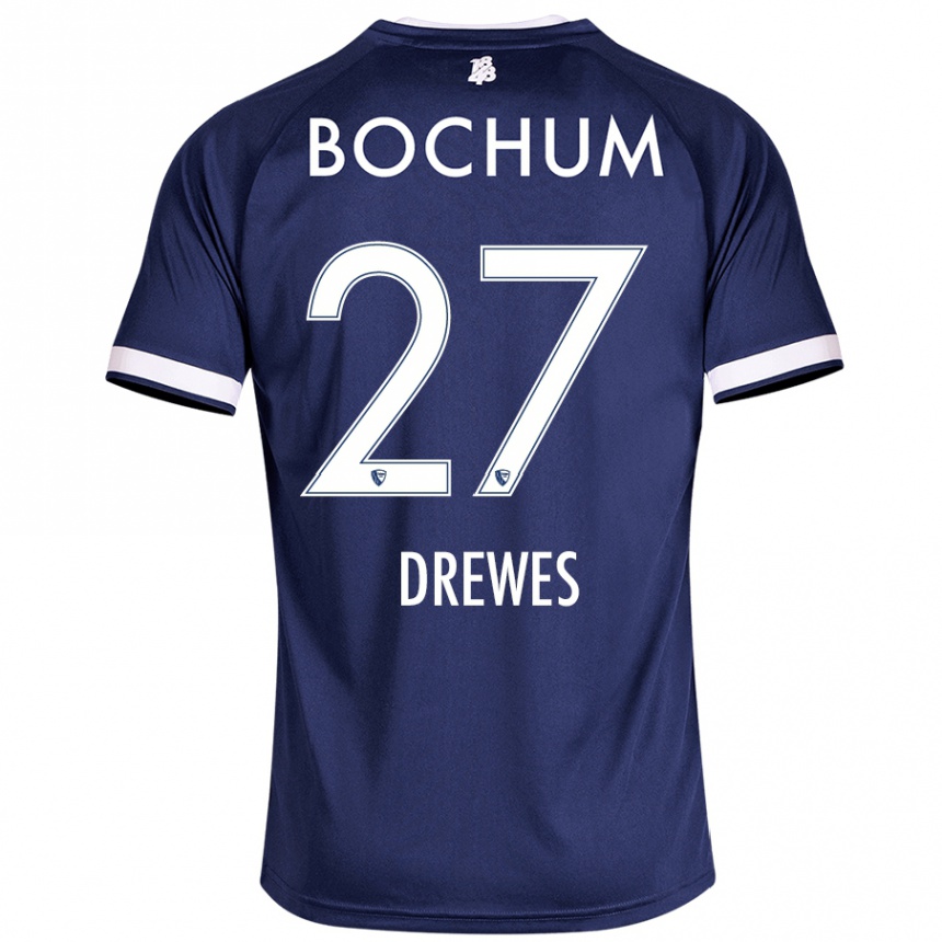 Men Football Patrick Drewes #27 Dark Blue Home Jersey 2024/25 T-Shirt Nz