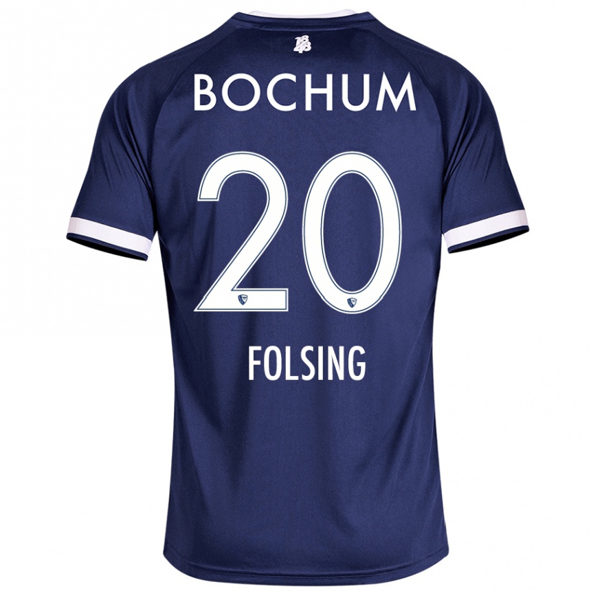 Men Football Amelie Fölsing #20 Dark Blue Home Jersey 2024/25 T-Shirt Nz