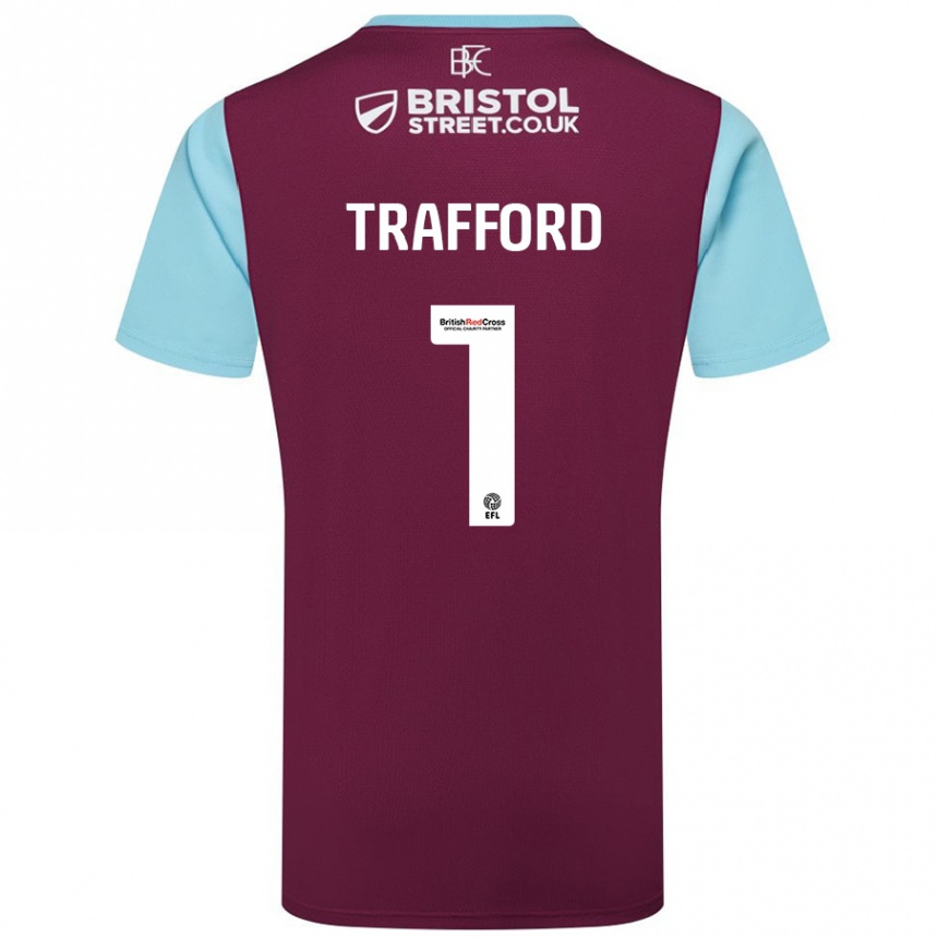 Men Football James Trafford #1 Burgundy Sky Blue Home Jersey 2024/25 T-Shirt Nz