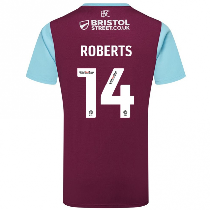 Men Football Connor Roberts #14 Burgundy Sky Blue Home Jersey 2024/25 T-Shirt Nz